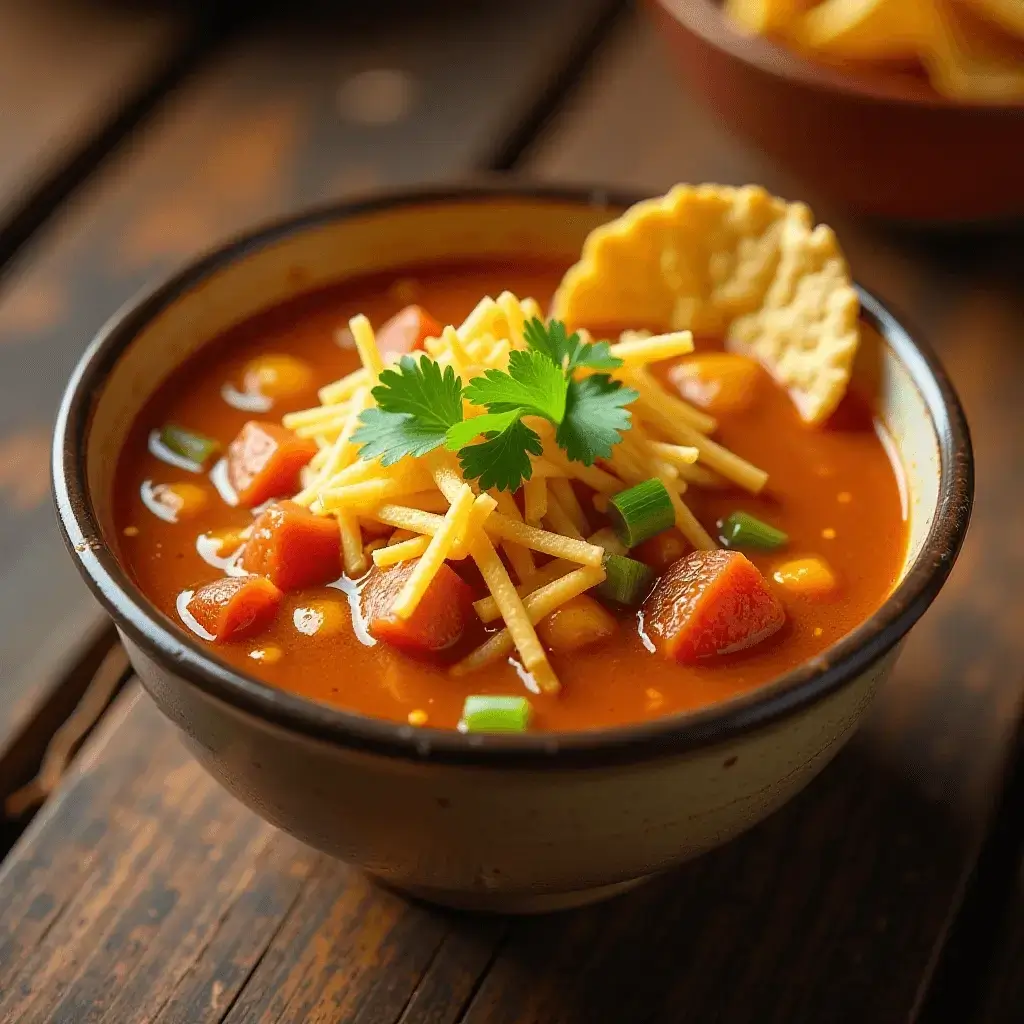 Savor the warmth and heartiness of this Taco Soup with Fritos, a perfect blend of seasoned beef, beans, tomatoes, and a delightful crunch from Fritos. This easy-to-make taco soup recipe is packed with flavor and makes a great meal for busy weeknights or casual gatherings. Top it with your favorite ingredients like cheese, sour cream, or jalapeños for an extra burst of flavor. Whether you're craving a comforting bowl of hearty soup or looking to serve a crowd, this Taco Soup with Fritos is the perfect choice.