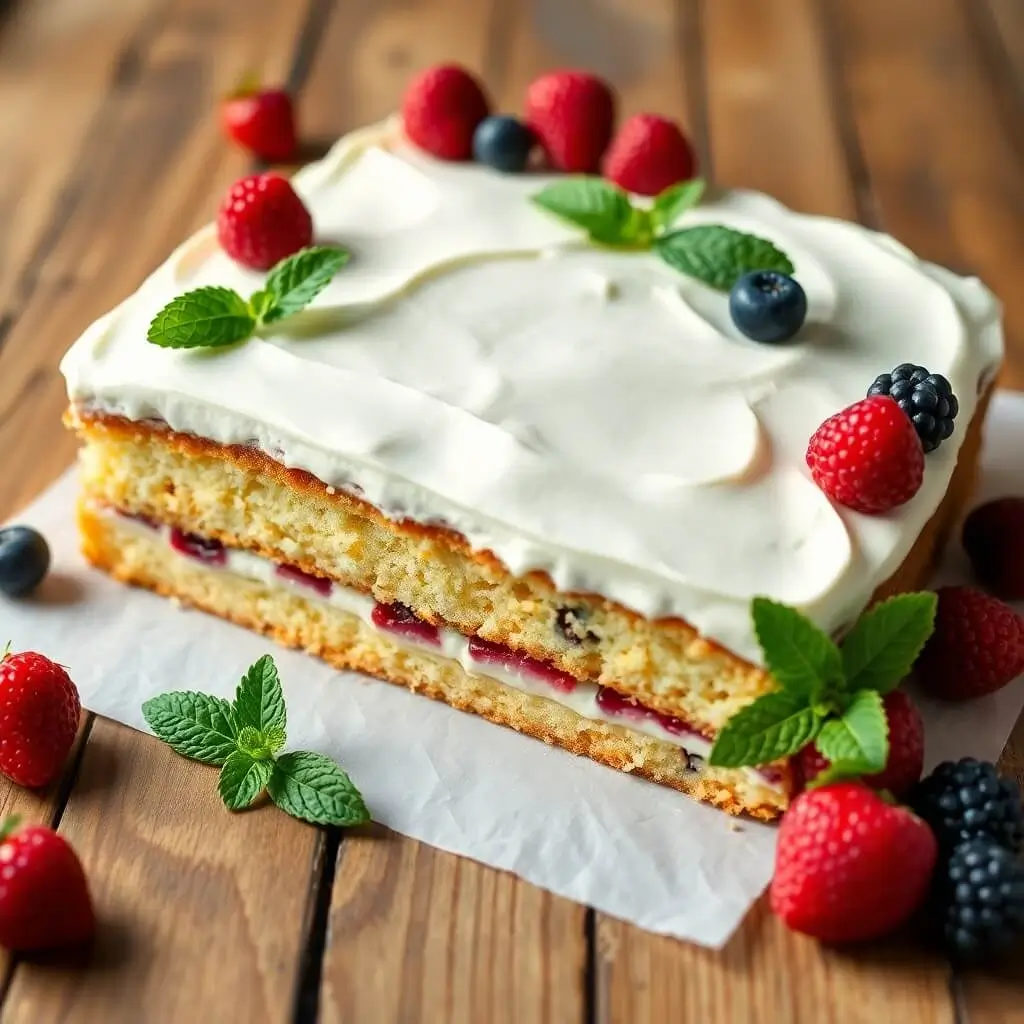 This Kefir Sheet Cake is a light and fluffy dessert that combines the tangy flavor of kefir with the sweetness of a traditional cake. With a soft and moist texture, this easy kefir cake recipe is perfect for anyone looking to try a unique twist on classic sheet cakes. The kefir adds a subtle tanginess that balances beautifully with a rich glaze or frosting. Whether you're serving it at a family gathering, a celebration, or just for a weeknight treat, this Kefir Sheet Cake will be a hit with everyone who tries it.

