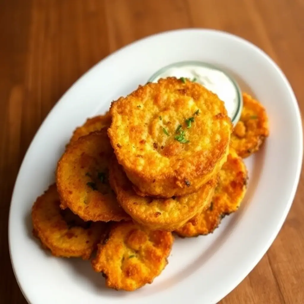 Fried Squash recipe: Delicious battered squash served with a side of dipping sauce.