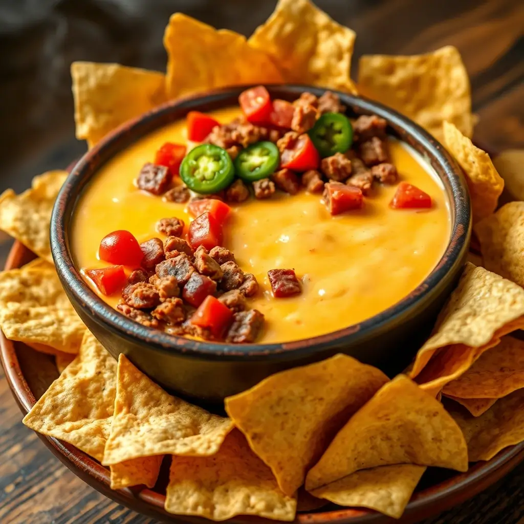 Smoked queso recipe with melted cheese, smoky flavors, and fresh toppings for the perfect dip.