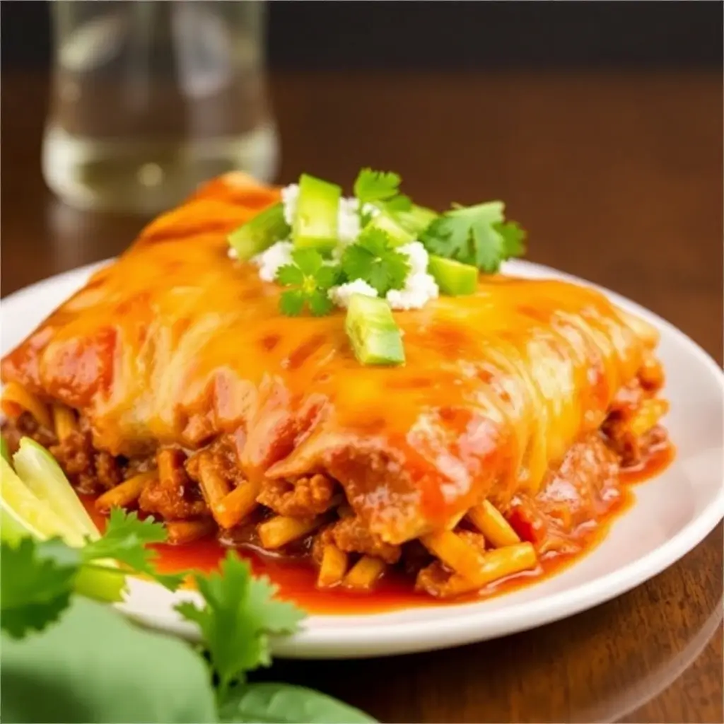 Authentic Boulders Enchilada Recipe served with sour cream, guacamole, and a side of Mexican rice for the ultimate meal experience.