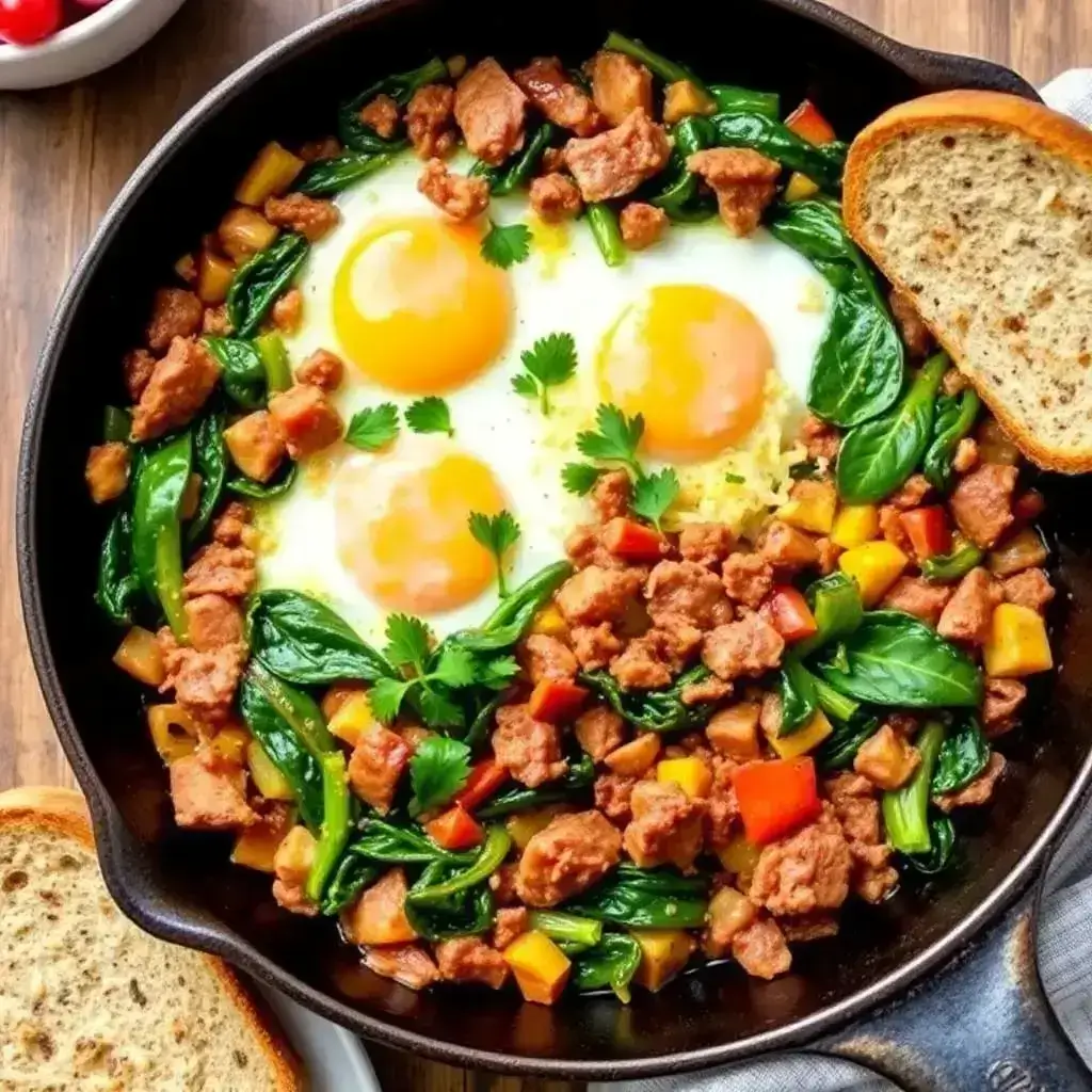 Delicious Canned Corned Beef Breakfast Skillet with Eggs and Vegetables