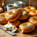 Bagel made fresh at home with sesame seeds on top