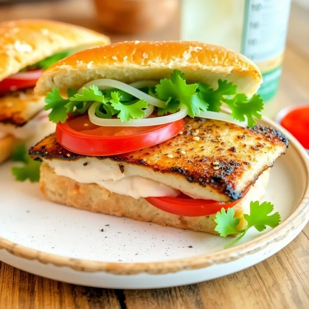 Matjesbrötchen sandwich with herring, pickles, and fresh herbs on rye bread.